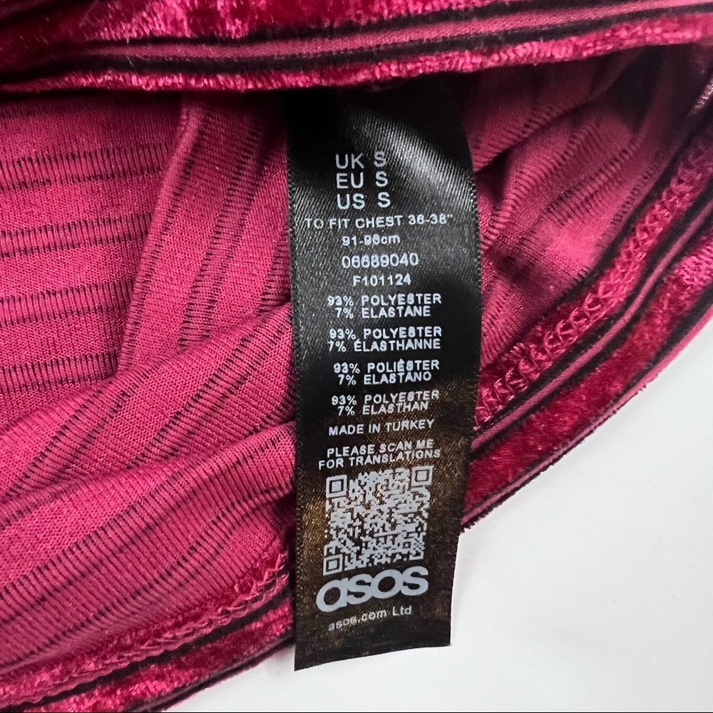 ASOS Velvet Look Long Line Striped Muscle Shirt Size Small - Picture 4 of 4